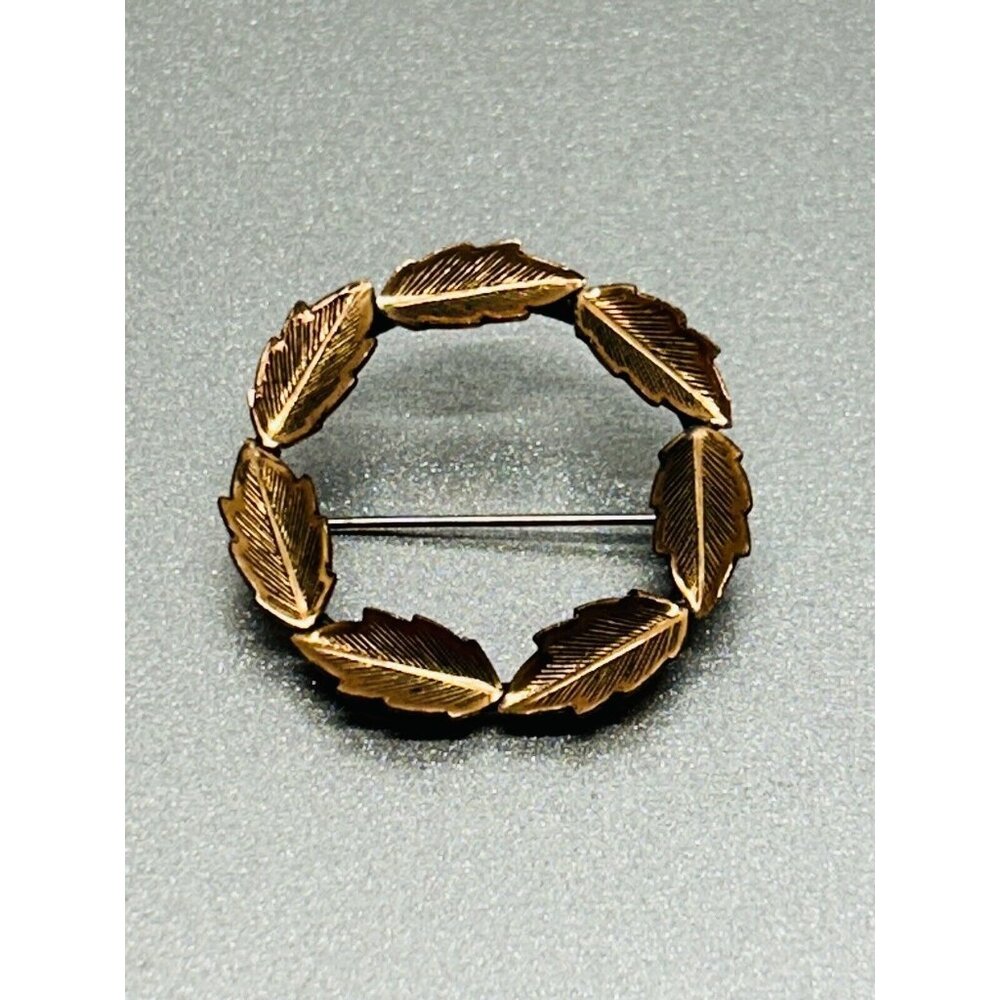 Vintage Bell Trading Company Copper Leaf Brooch Native American Tourist Trinket